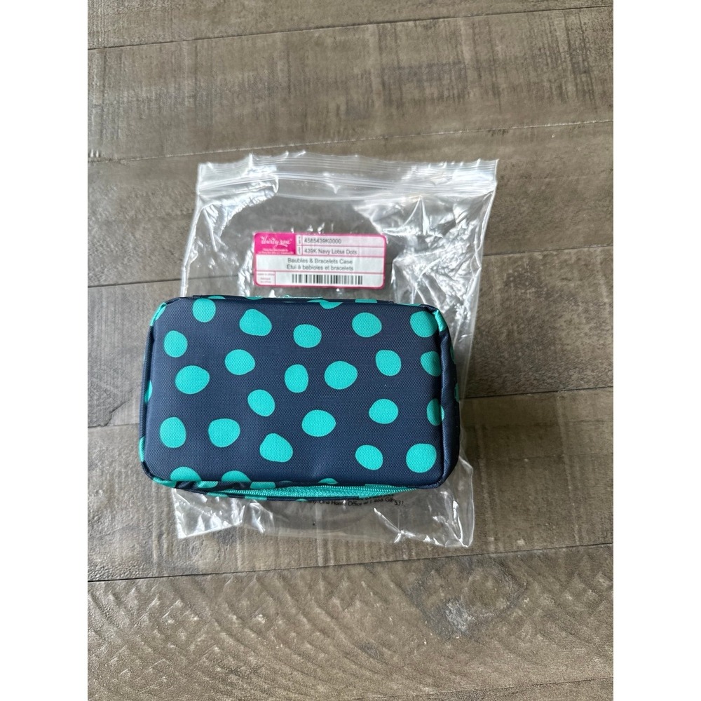 NWT Thirty-One Baubles & Bracelets Jewelry Travel Case 439K Navy Lotsa Dots